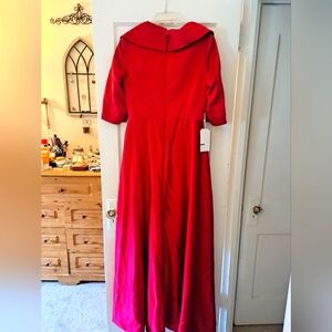 Red 3/4 Sleeve Gown with Sailor Collar for Wedding